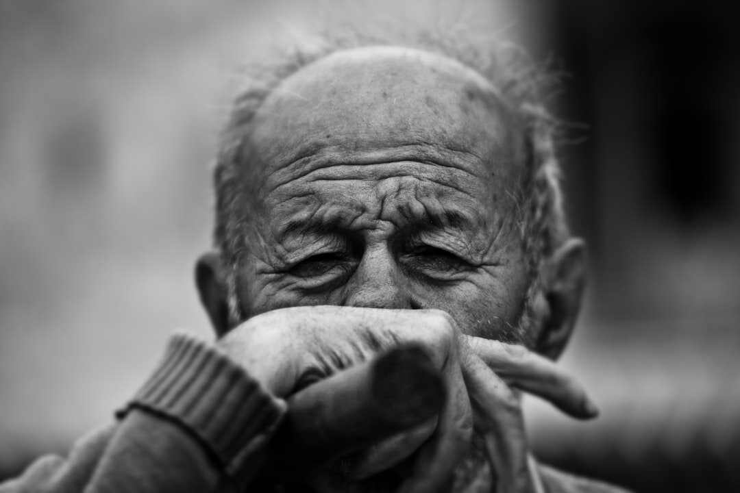 elderly man portrait black white