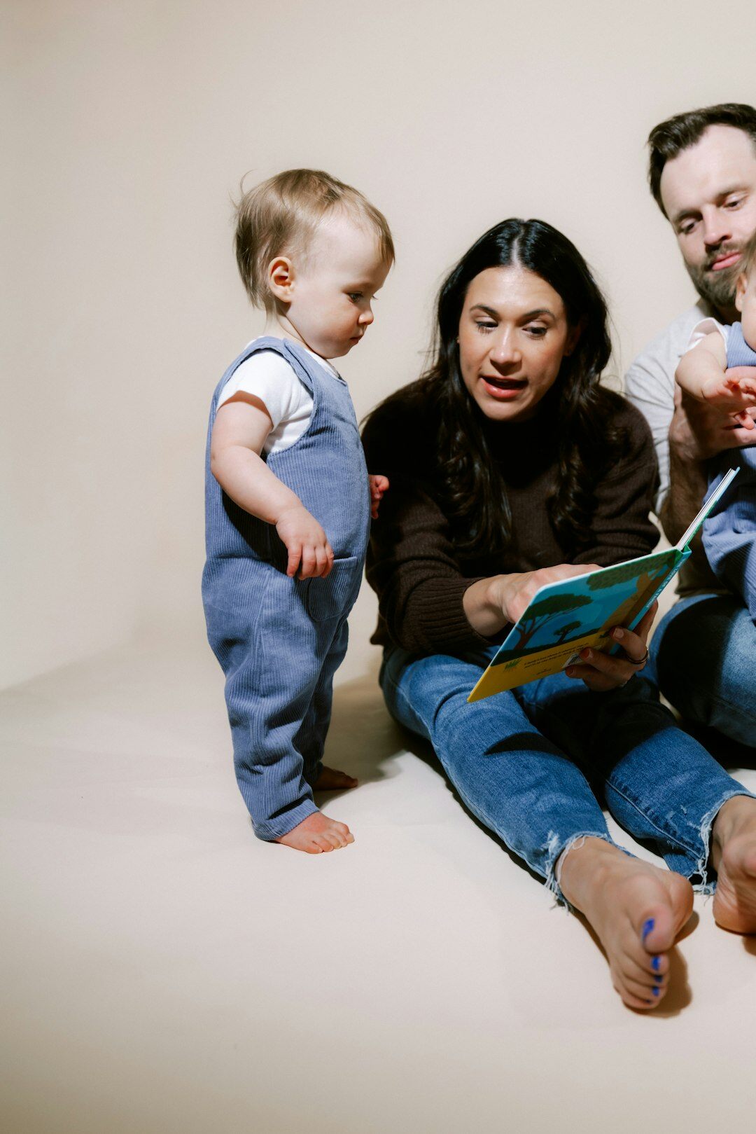 family reading bedtime story