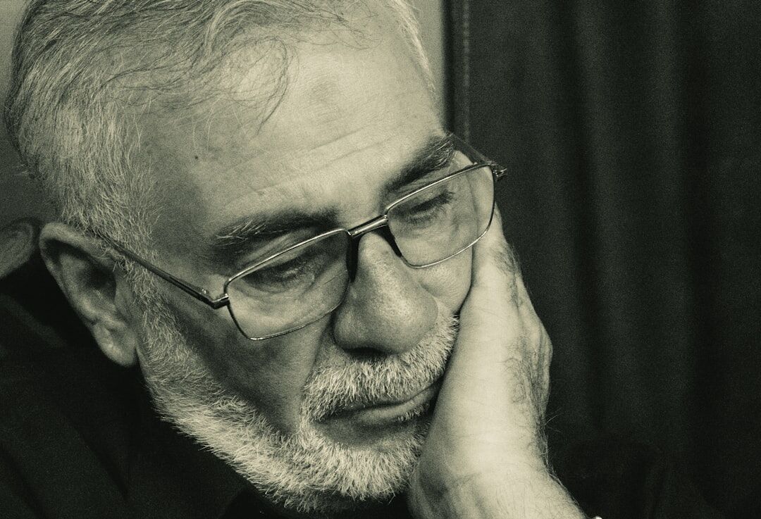 elderly man portrait black white